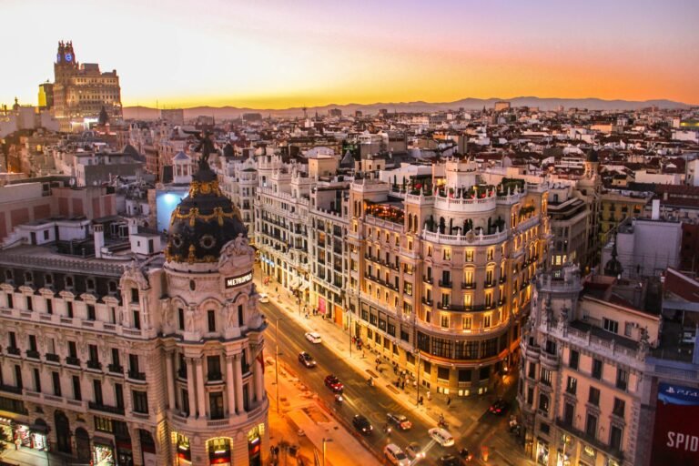 Aerial View of Gran Via in Madrid