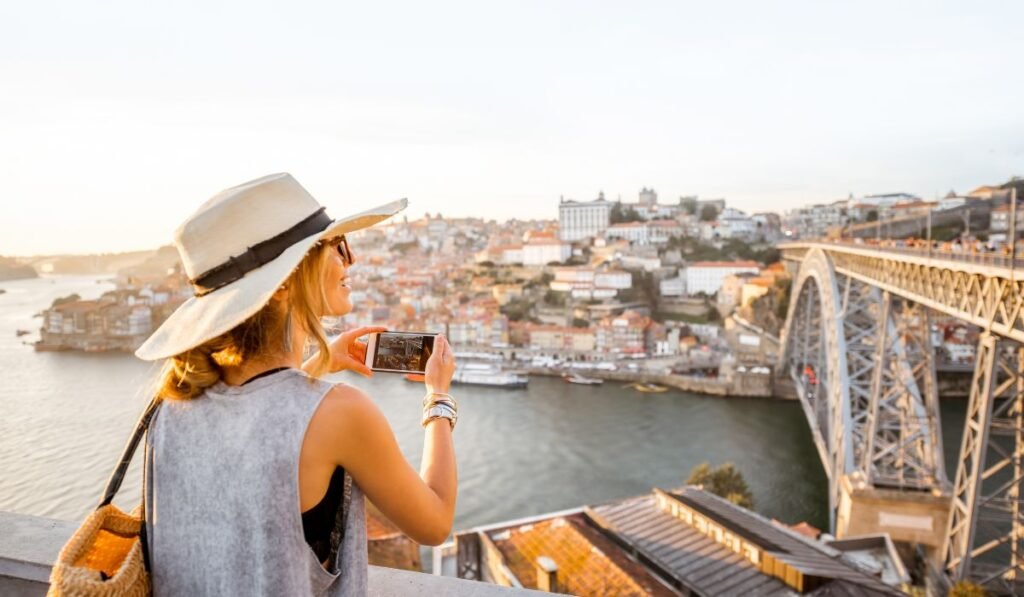 Woman Taking Photos in Porto